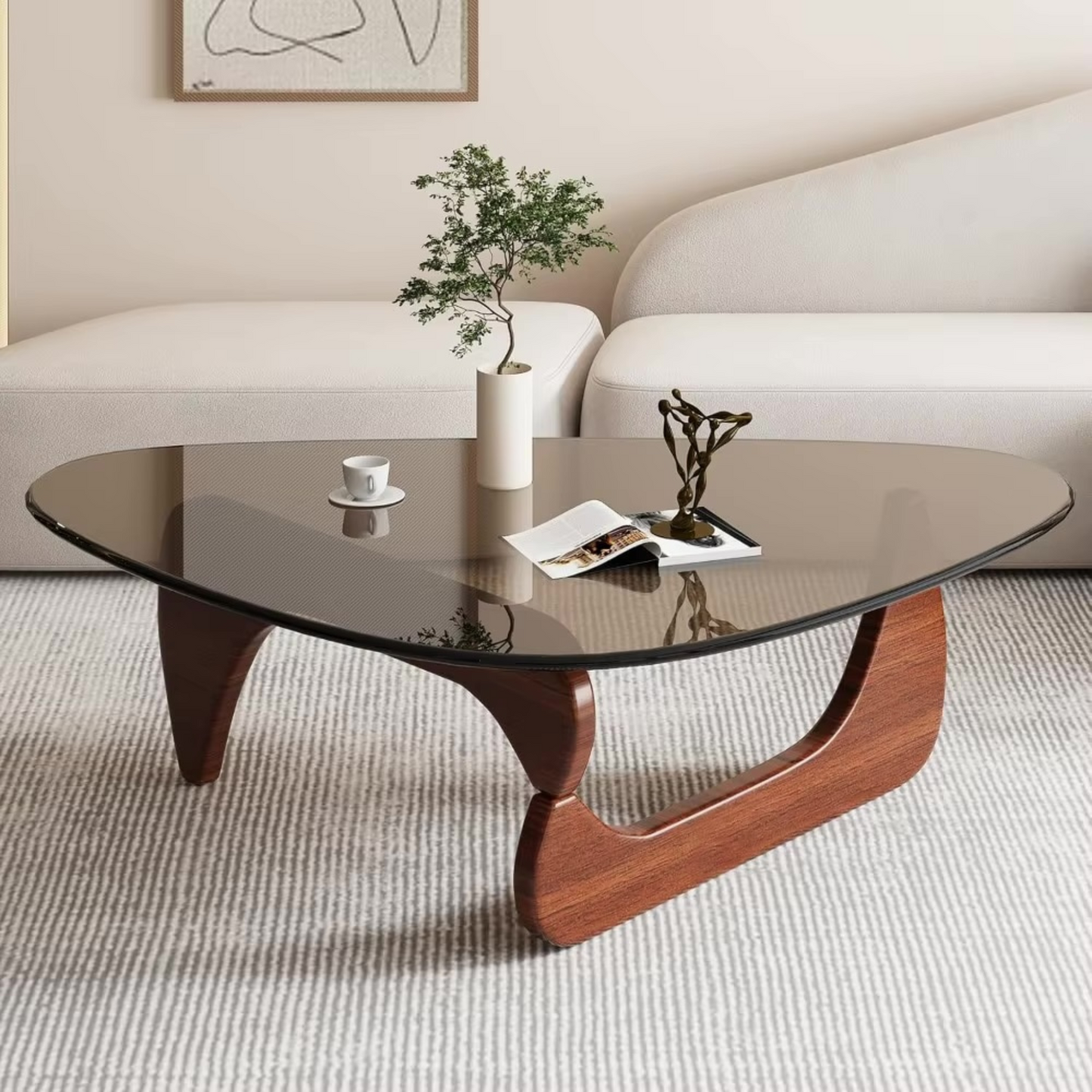 Walnut Coffee Table with Glass Top
