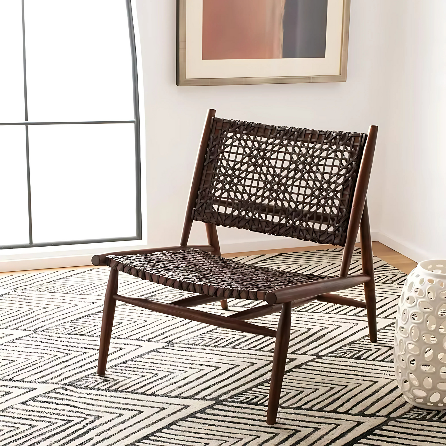 Leather Woven Accent Chair